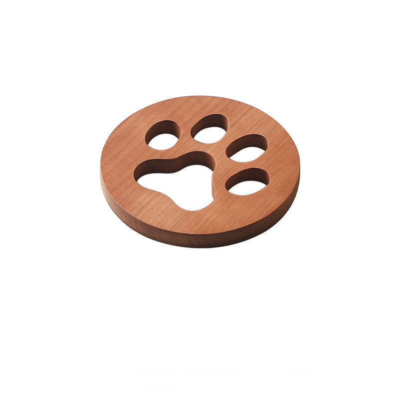 Black Walnut Solid Wood Tea Mat – Creative Cat Paw Coaster