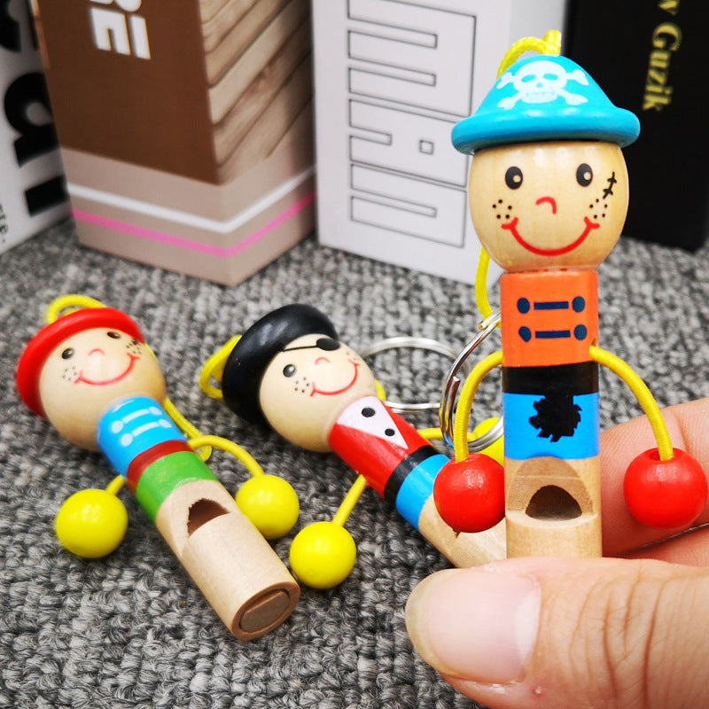 Wooden Pirate Whistle Keychain – Mini Kids Toy & Keyring