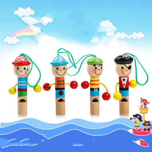 Wooden Pirate Whistle Keychain – Mini Kids Toy & Keyring