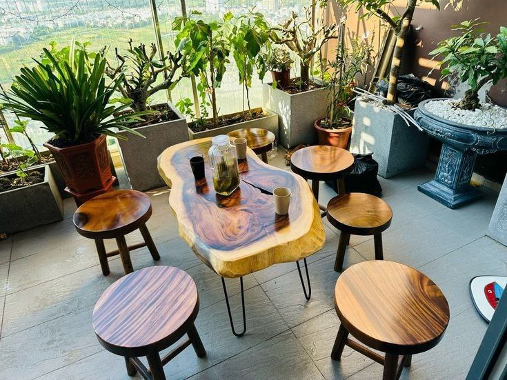 Premium Solid Wood Lounge Chair & Coffee Table Set – Outdoor / Indoor Acacia Wood Furniture