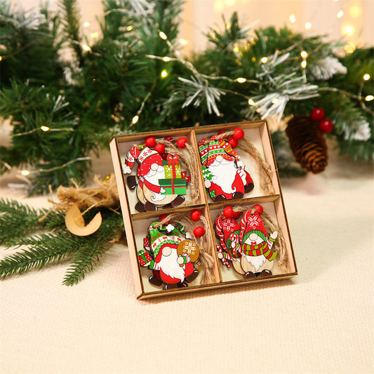 Wooden Colorful Christmas Tree Ornaments – 12PCS Holiday Decoration Set