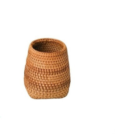 Creative & Simple Hand-Woven Wooden Pen Holder – Natural Desktop Organizer for Office, School & Home