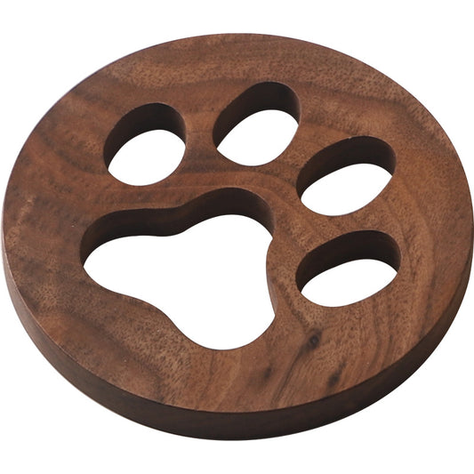 Black Walnut Solid Wood Tea Mat – Creative Cat Paw Coaster
