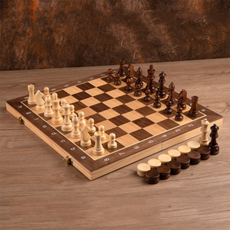 Walnut Solid Wood Veneer Chessboard – Premium Wooden Chess Set