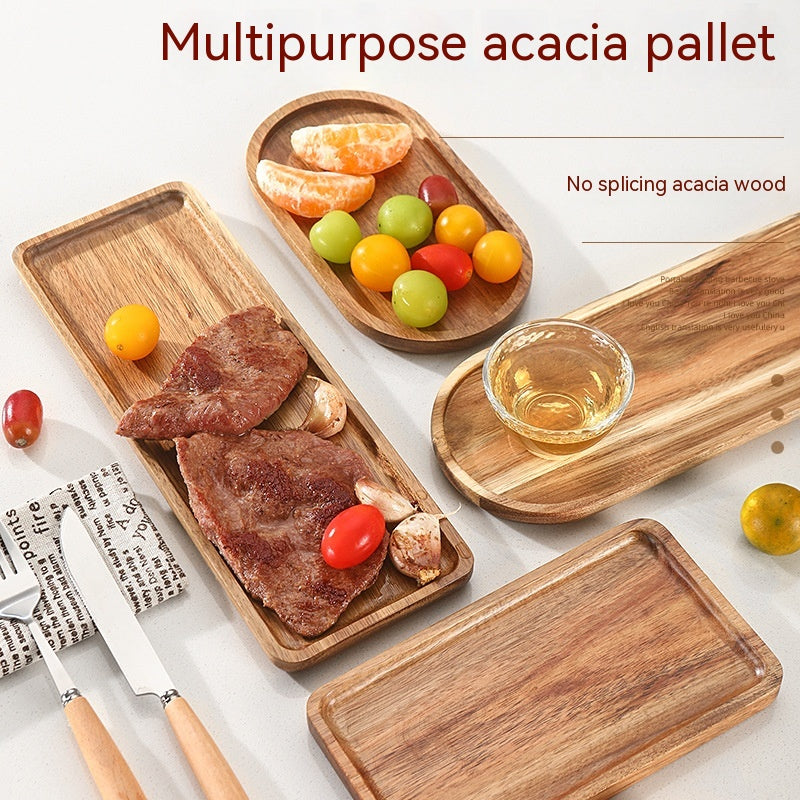 Japanese Simple Walnut Tray – Handmade Solid Wood Retro Serving Tray (Acacia Mangium)