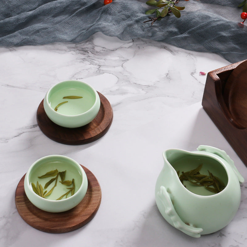 Handcrafted Japanese Walnut Tea Coaster for Kung Fu Tea Sets