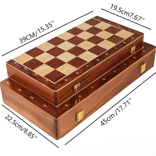 Walnut Foldable Solid Wood Chess Set – Large Children’s Educational Board Game