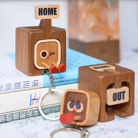 Magnetic Wooden Keychain – Cute Cartoon Fridge Magnet Decor