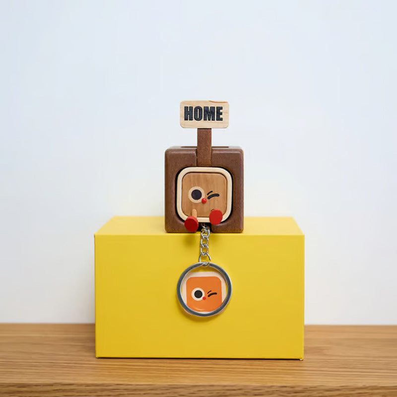 Magnetic Wooden Keychain – Cute Cartoon Fridge Magnet Decor