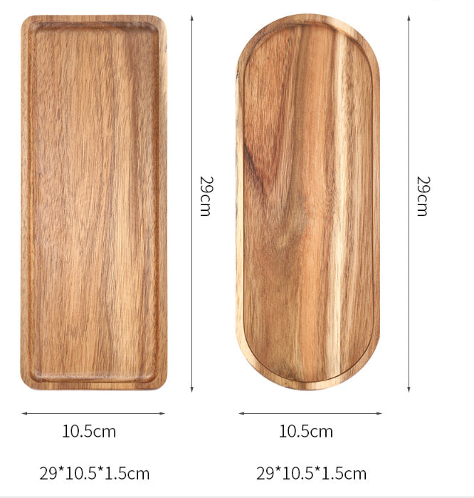 Japanese Simple Walnut Tray – Handmade Solid Wood Retro Serving Tray (Acacia Mangium)