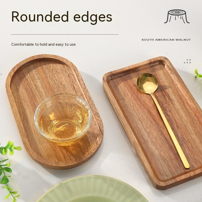 Japanese Simple Walnut Tray – Handmade Solid Wood Retro Serving Tray (Acacia Mangium)