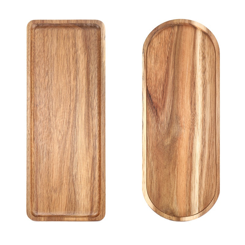 Japanese Simple Walnut Tray – Handmade Solid Wood Retro Serving Tray (Acacia Mangium)