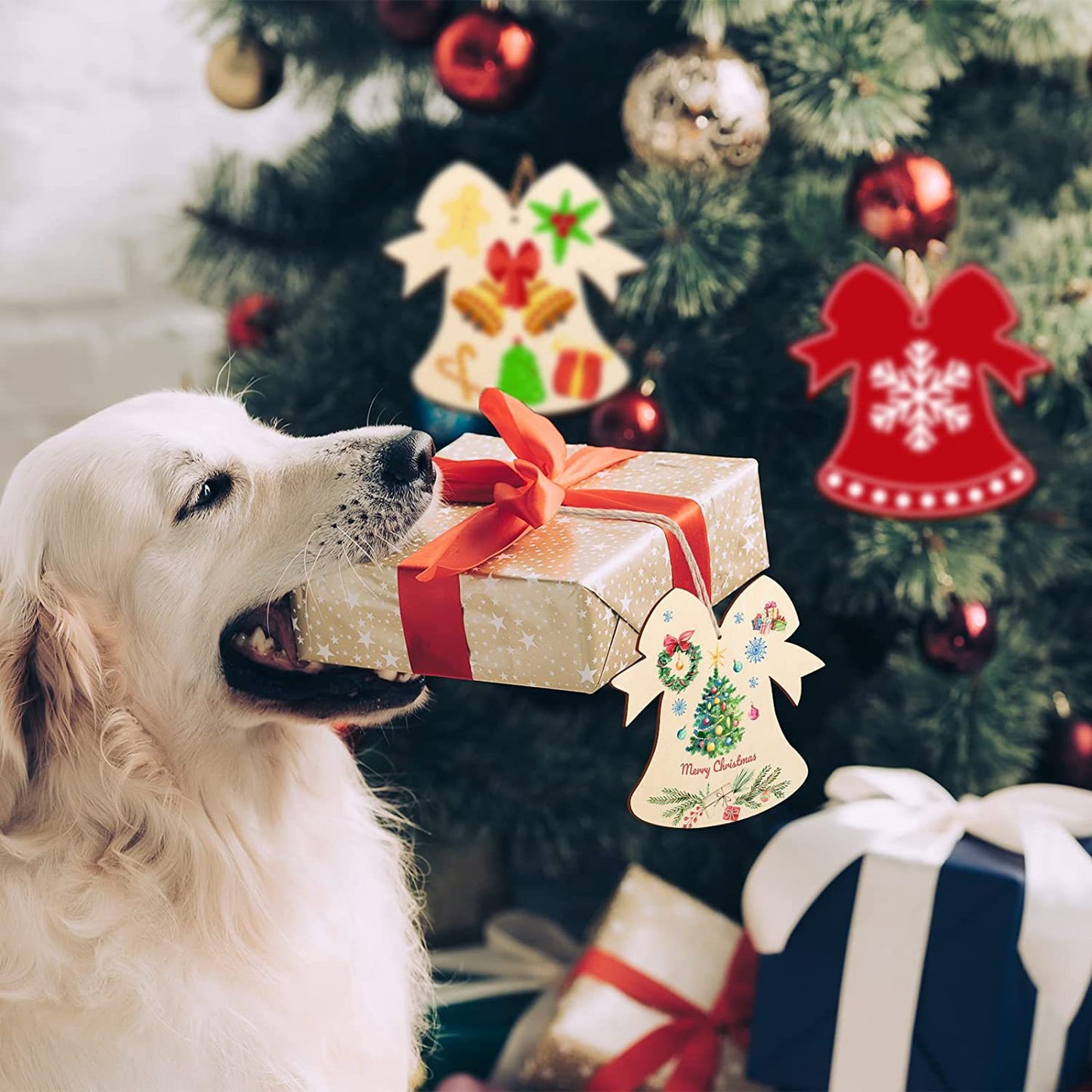 20PCS/40PCS Unfinished Wooden Christmas Ornaments – Paintable DIY Blank Hanging Decorations (5 Designs)