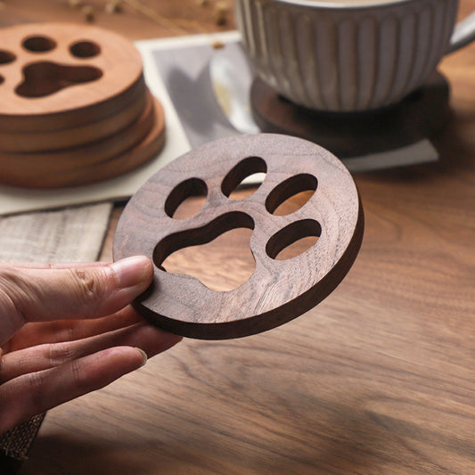Black Walnut Solid Wood Tea Mat – Creative Cat Paw Coaster