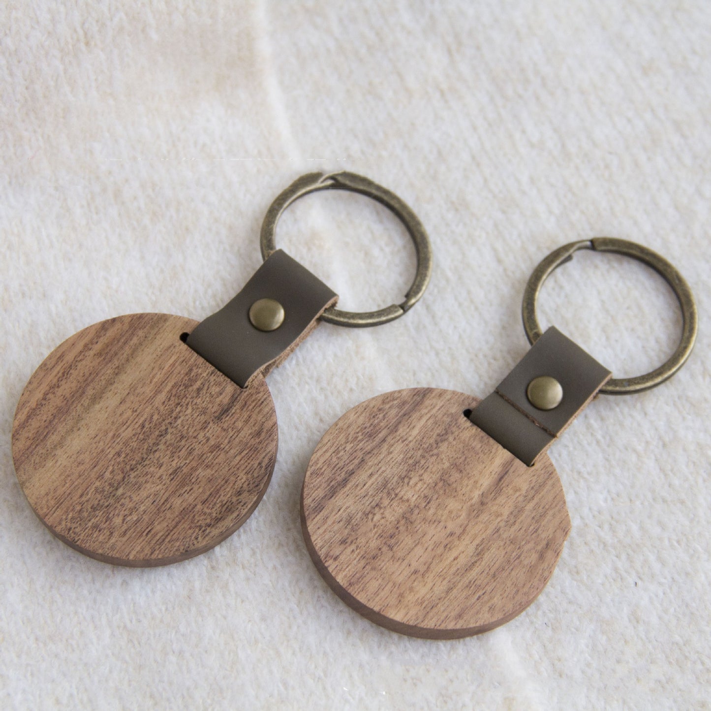Acacia Wood Circular Keychain – Personalized Laser Engraved Key Ring