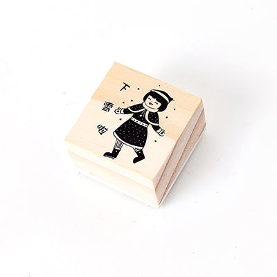 Vintage Christmas Night Wooden Rubber Stamp Set – DIY Scrapbooking & Stationery Craft Stamp