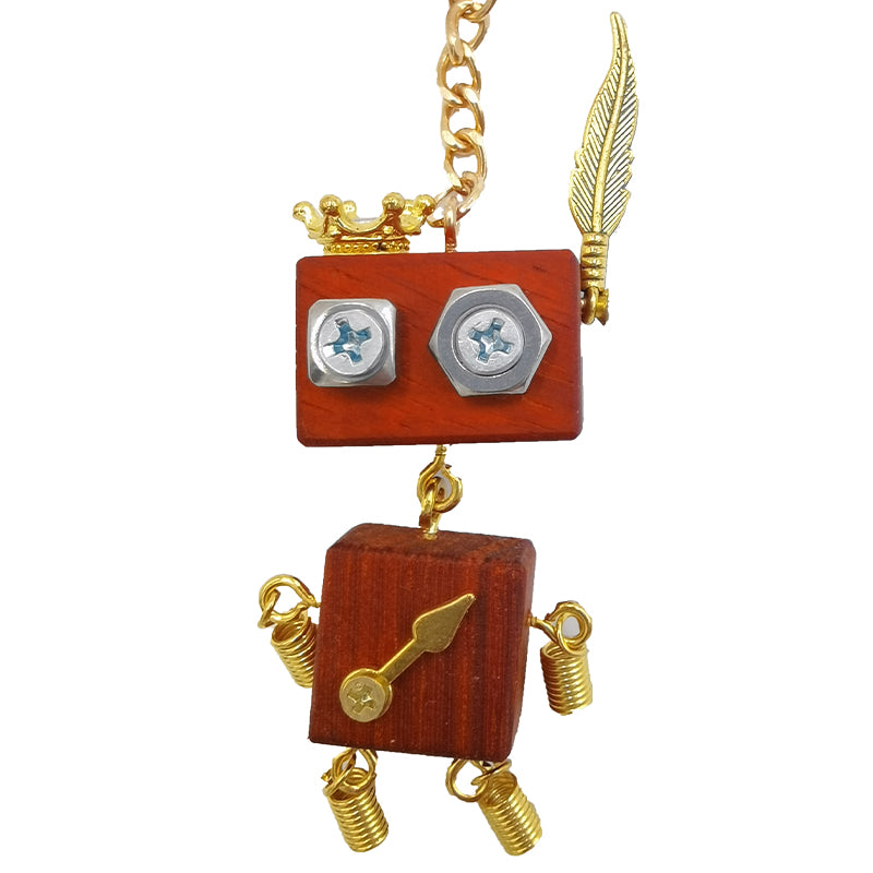 Handmade DIY Wooden Block Robot Keychain Material Pack – Creative Craft Kit