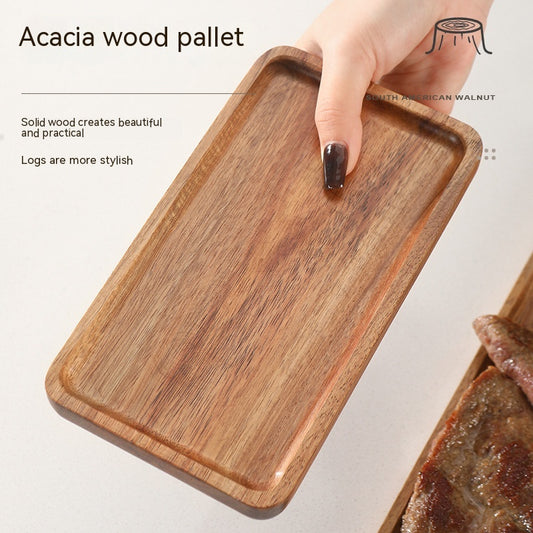 Japanese Simple Walnut Tray – Handmade Solid Wood Retro Serving Tray (Acacia Mangium)
