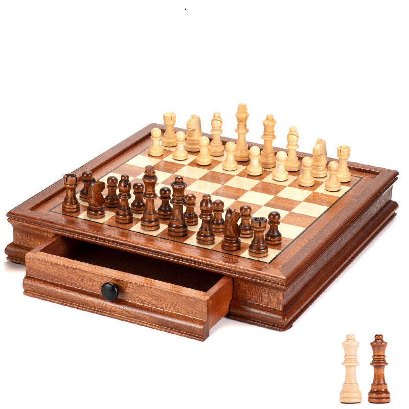 Walnut Solid Wood Veneer Chessboard – Premium Wooden Chess Set