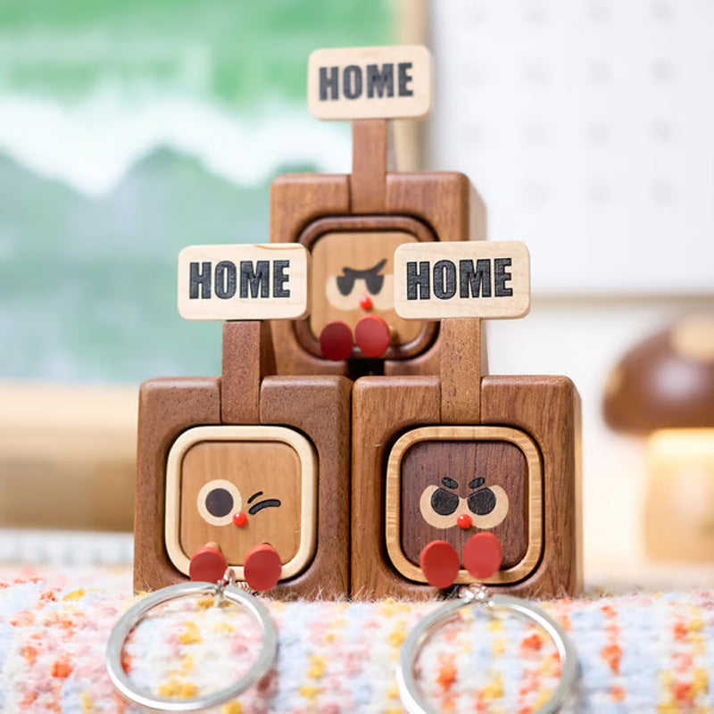 Magnetic Wooden Keychain – Cute Cartoon Fridge Magnet Decor