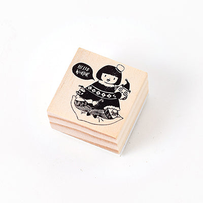 Vintage Christmas Night Wooden Rubber Stamp Set – DIY Scrapbooking & Stationery Craft Stamp