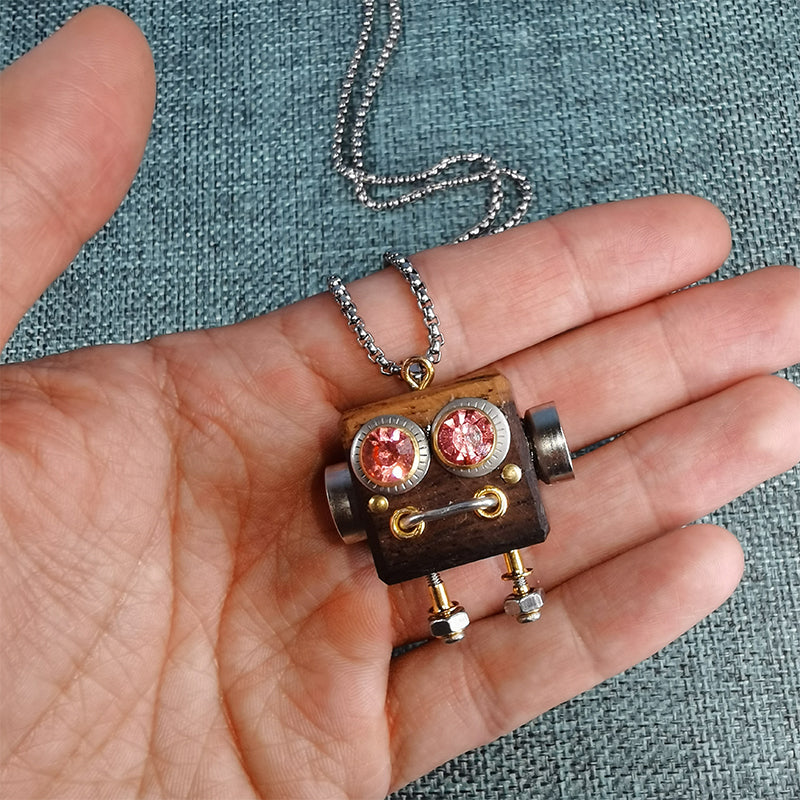 Handmade DIY Wooden Block Robot Keychain Material Pack – Creative Craft Kit