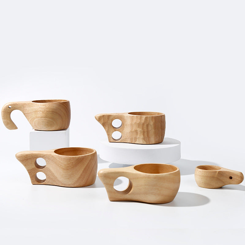 Creative Milk Wooden Mug With Rubber Wood Strap Handle
