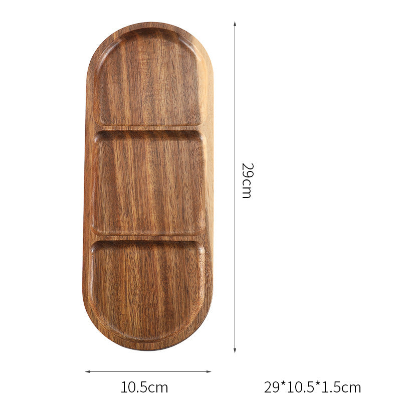 Japanese Simple Walnut Tray – Handmade Solid Wood Retro Serving Tray (Acacia Mangium)
