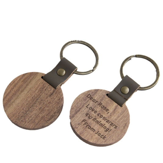 Acacia Wood Circular Keychain – Personalized Laser Engraved Key Ring