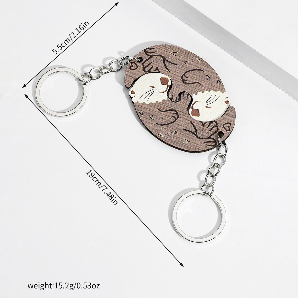 Cute Animal Couple Keychain Set – Metal & Acrylic Wooden Pendant Pairs