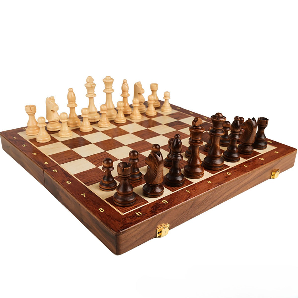 Walnut Foldable Solid Wood Chess Set – Large Children’s Educational Board Game