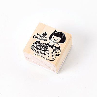 Vintage Christmas Night Wooden Rubber Stamp Set – DIY Scrapbooking & Stationery Craft Stamp