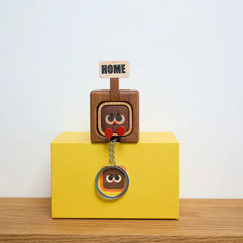 Magnetic Wooden Keychain – Cute Cartoon Fridge Magnet Decor