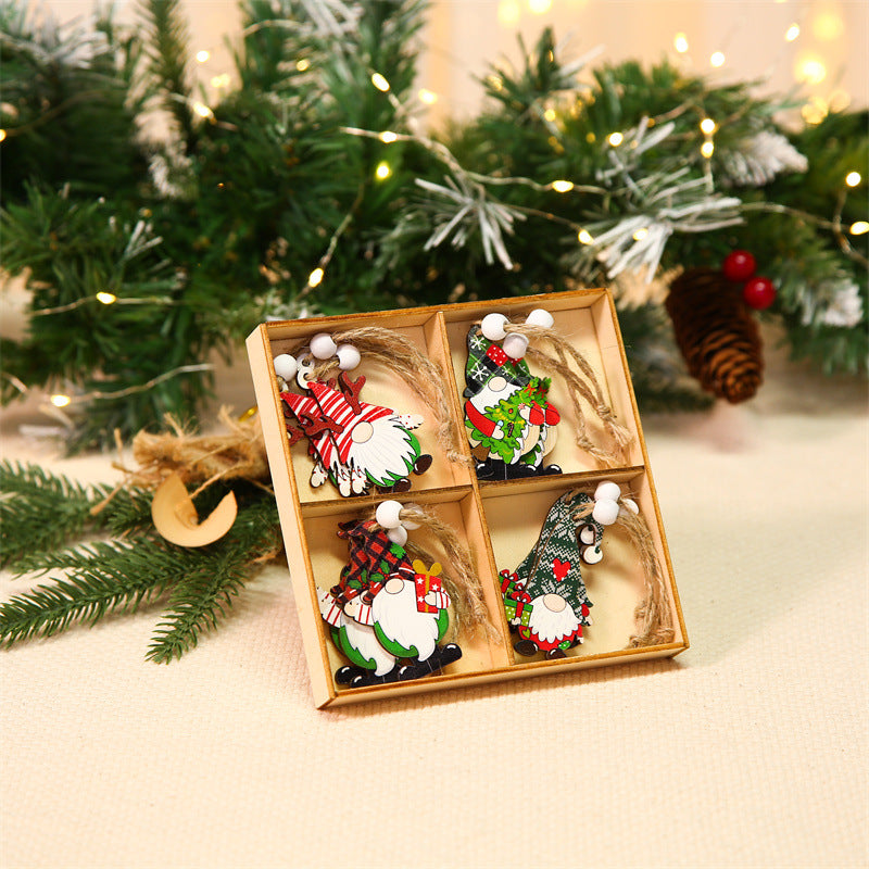 Wooden Colorful Christmas Tree Ornaments – 12PCS Holiday Decoration Set