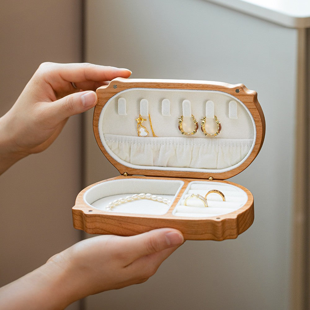 Solid Wood Jewelry Box Desktop Storage Jewelry Box Cute Outing