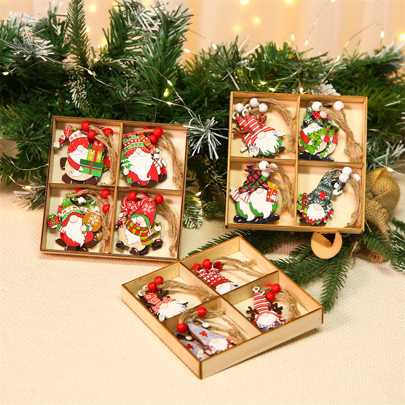 Wooden Colorful Christmas Tree Ornaments – 12PCS Holiday Decoration Set