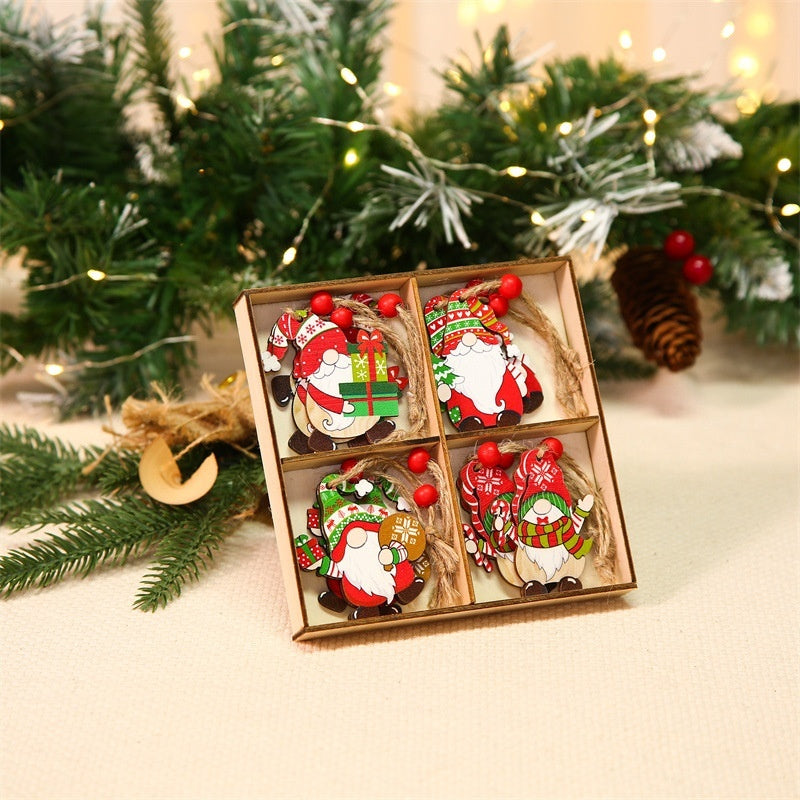 Wooden Colorful Christmas Tree Ornaments – 12PCS Holiday Decoration Set