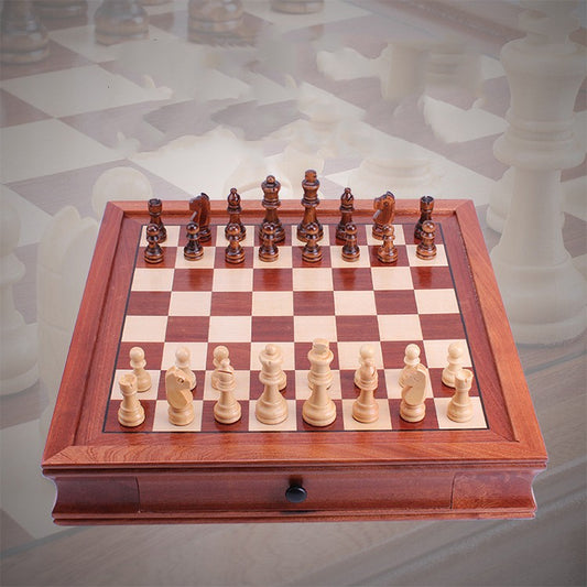 Walnut Solid Wood Veneer Chessboard – Premium Wooden Chess Set
