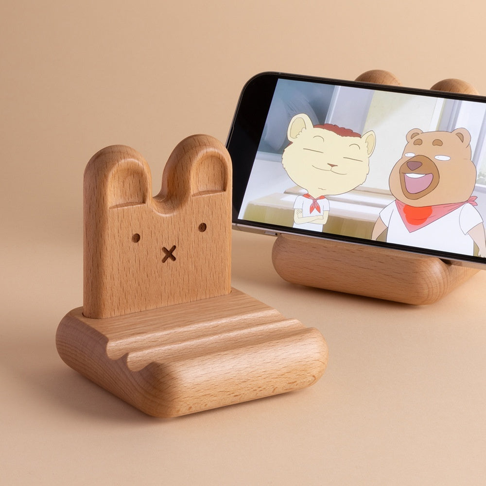 Creative Bunny Wooden Phone Stand – Cute Tatami Style Mobile Holder