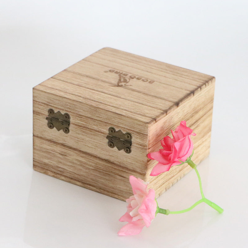 Paulownia Wooden Flip Jewelry & Watch Box – Vintage Carbonized Finish