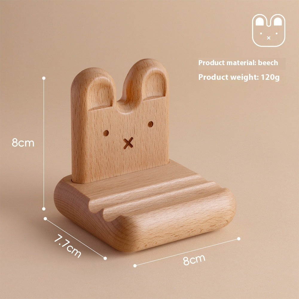 Creative Bunny Wooden Phone Stand – Cute Tatami Style Mobile Holder