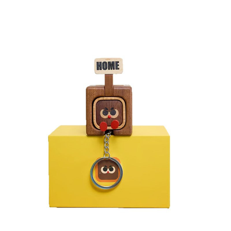 Magnetic Wooden Keychain – Cute Cartoon Fridge Magnet Decor