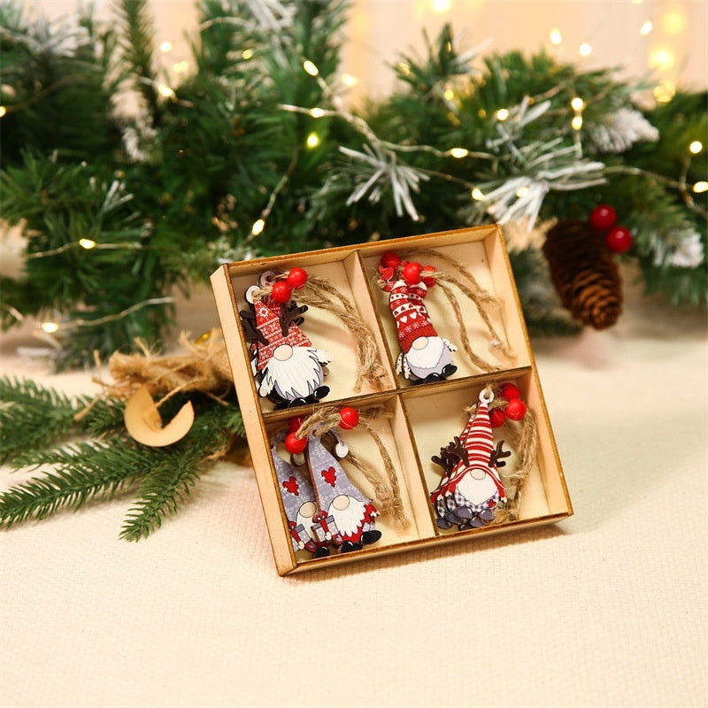 Wooden Colorful Christmas Tree Ornaments – 12PCS Holiday Decoration Set