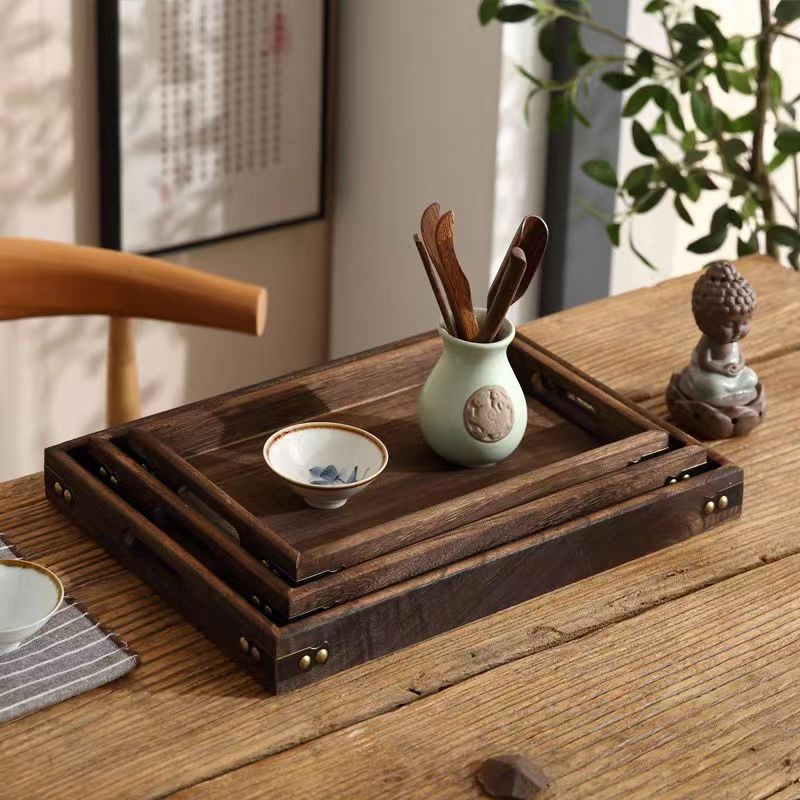 Fashion Chinese Solid Wood Household Tray – Modern Simple Paulownia Serving Plate