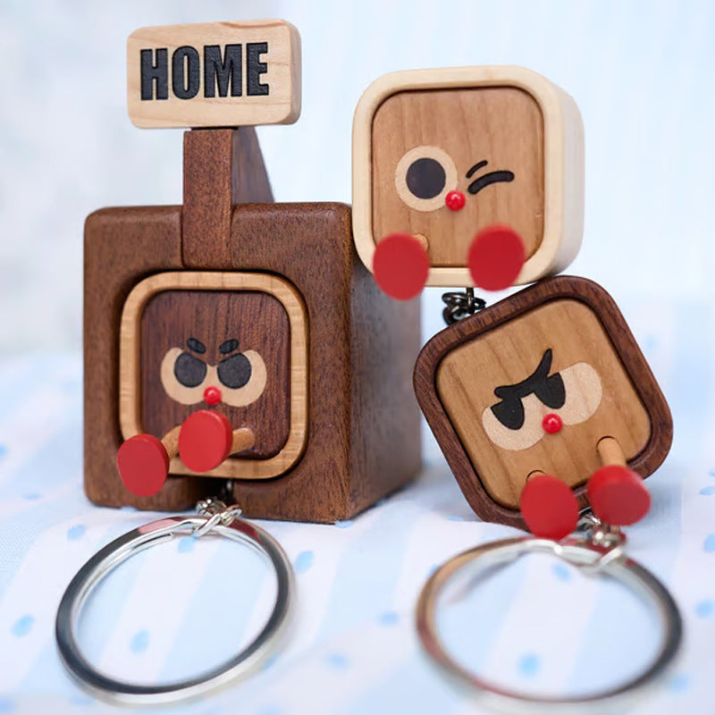 Magnetic Wooden Keychain – Cute Cartoon Fridge Magnet Decor