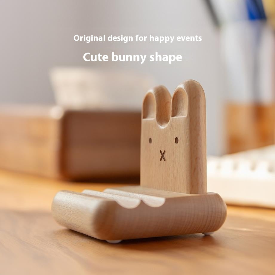 Creative Bunny Wooden Phone Stand – Cute Tatami Style Mobile Holder