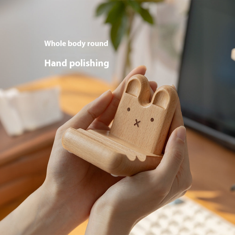 Creative Bunny Wooden Phone Stand – Cute Tatami Style Mobile Holder