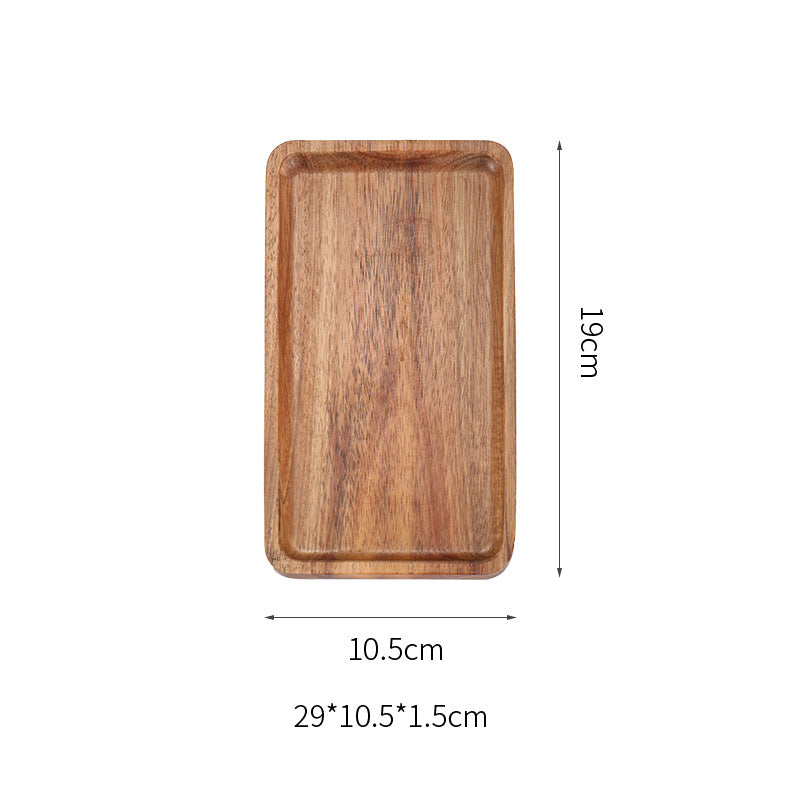 Japanese Simple Walnut Tray – Handmade Solid Wood Retro Serving Tray (Acacia Mangium)