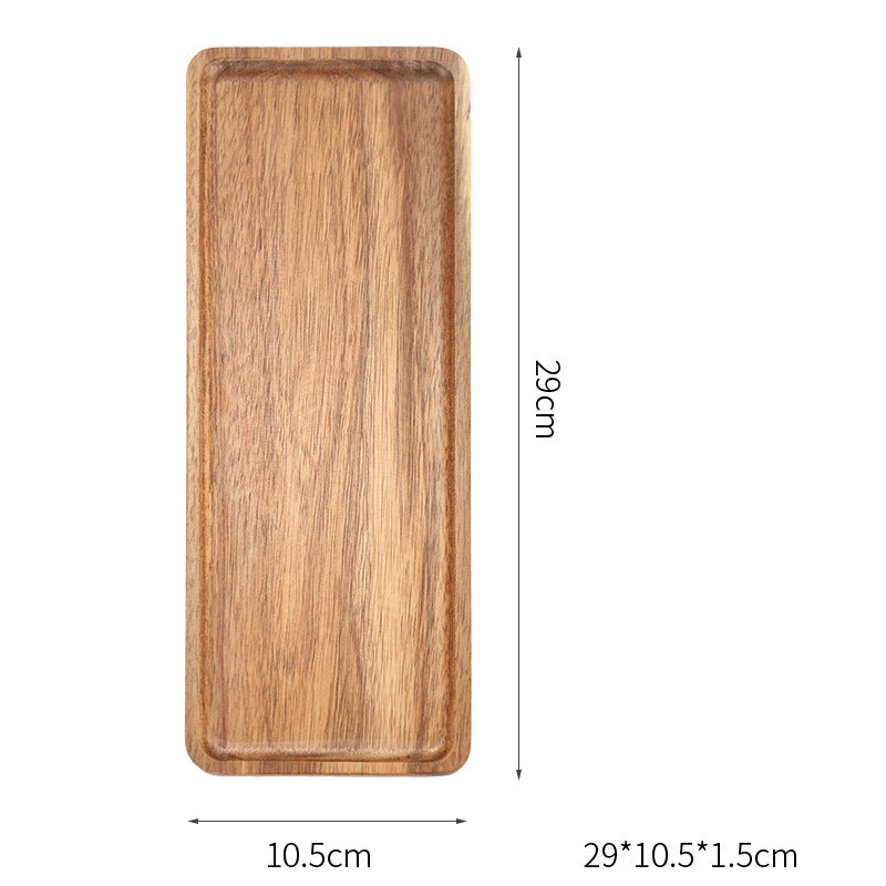 Japanese Simple Walnut Tray – Handmade Solid Wood Retro Serving Tray (Acacia Mangium)