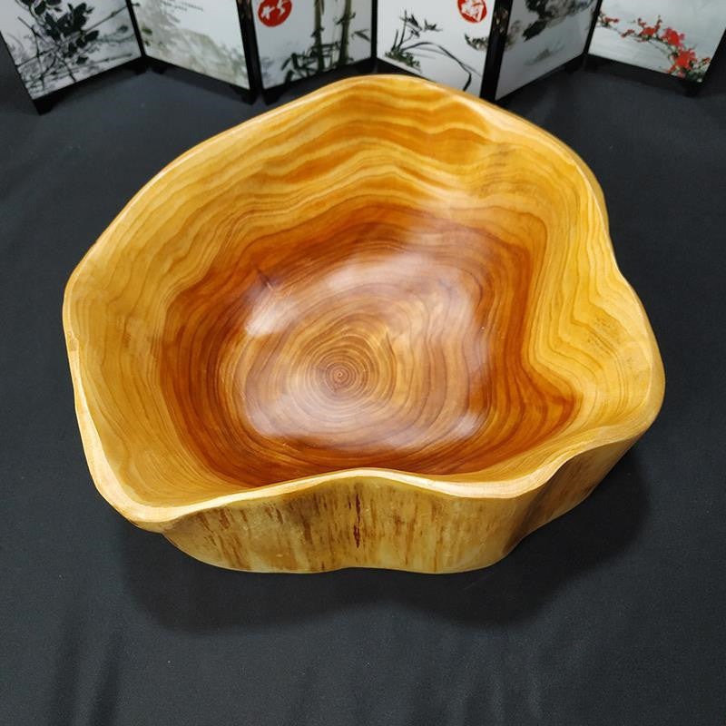 Solid Wood Fruit & Salad Bowl – Handmade Natural Wooden Serving Plate for Modern Living Room
